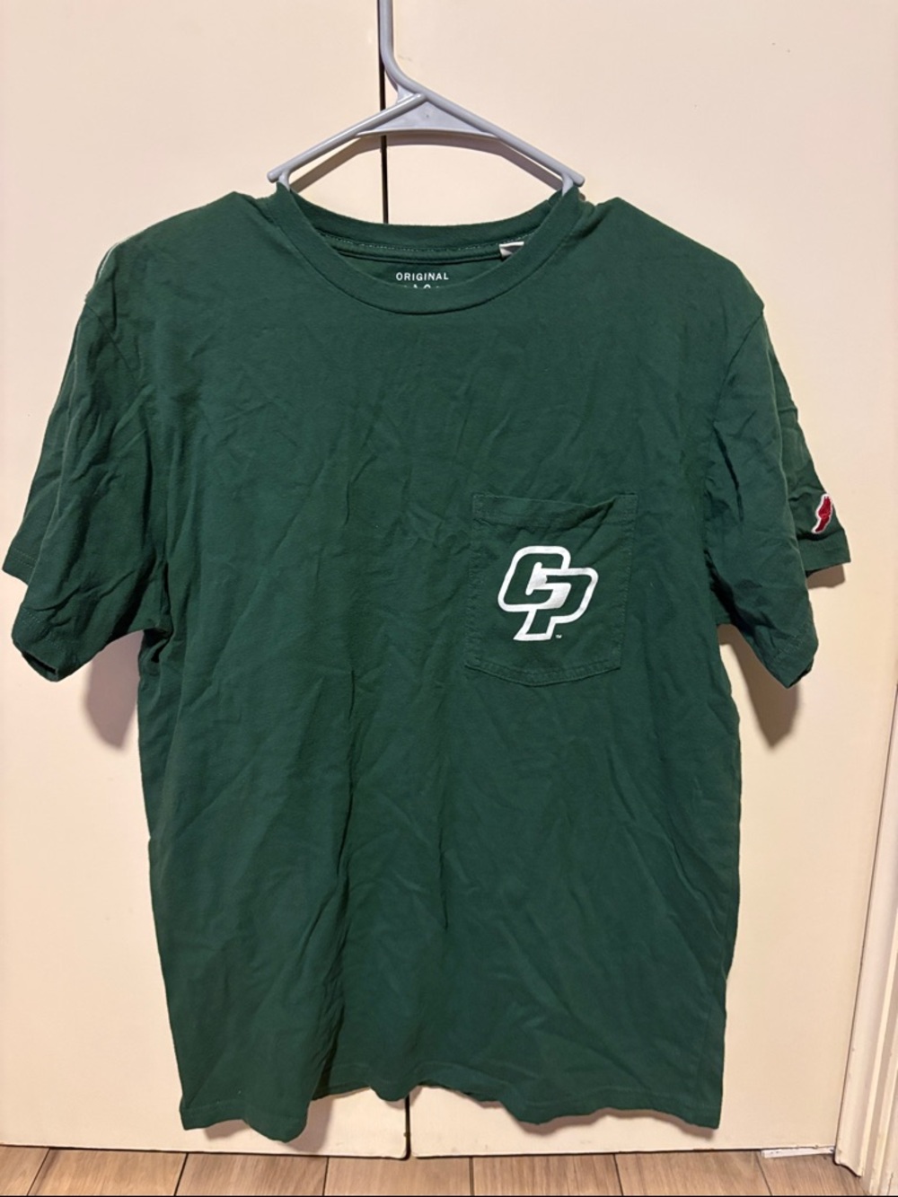 Orginal League Green Cal Poly pocket t-shirt in Men’s Medium